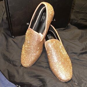 Gold Rhinestone Slip-On loafers
